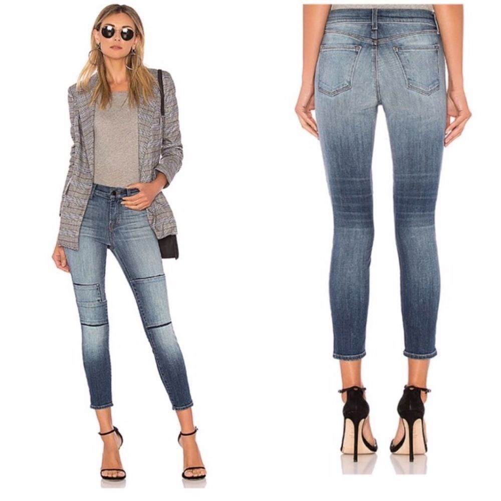 NWT J Brand Alana Jasper Patched Crop Skinny Jeans Size 28